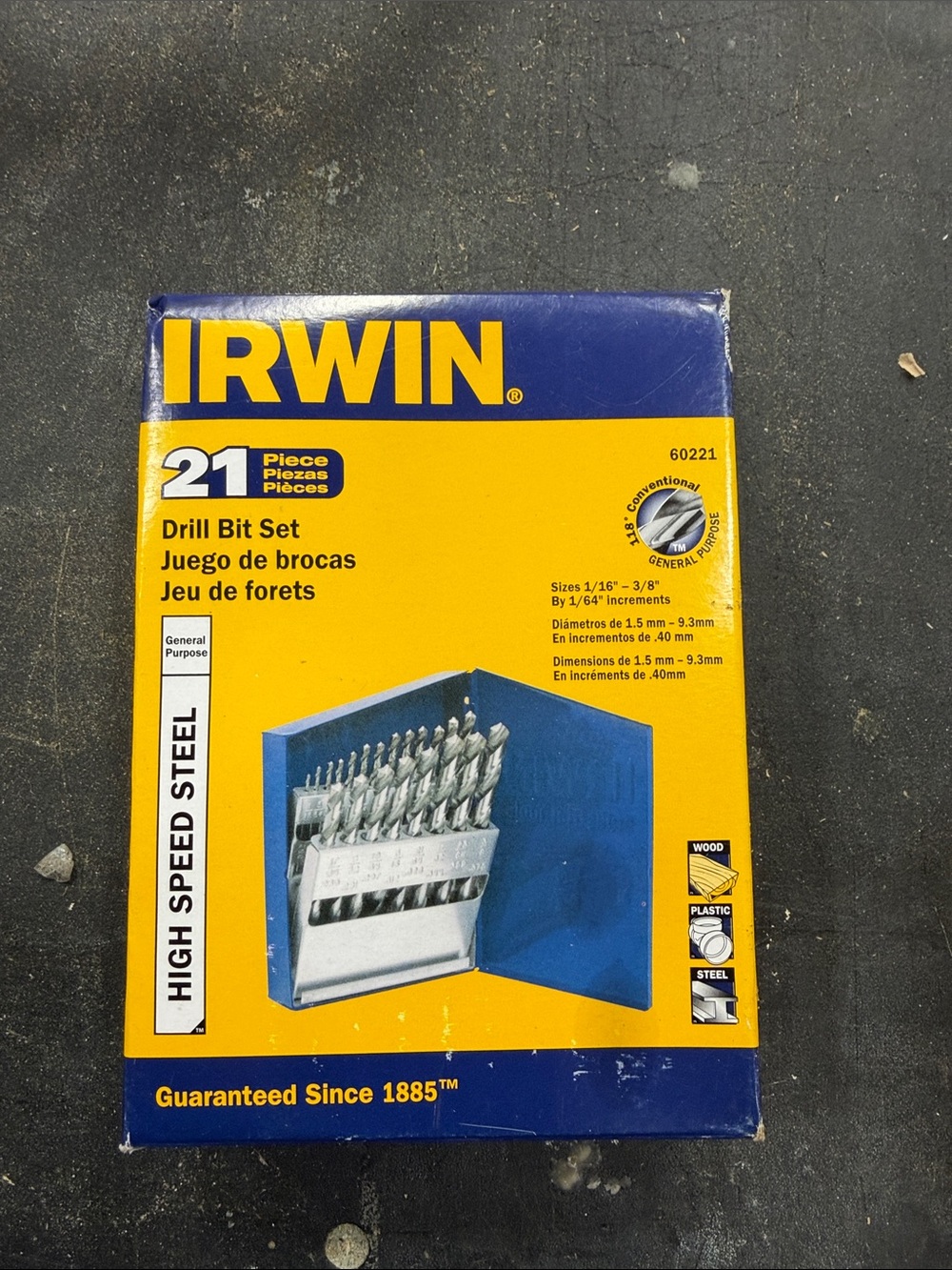 IRWIN 21-Piece High Speed Steel Drill Bit Set - Yellow/Blue
